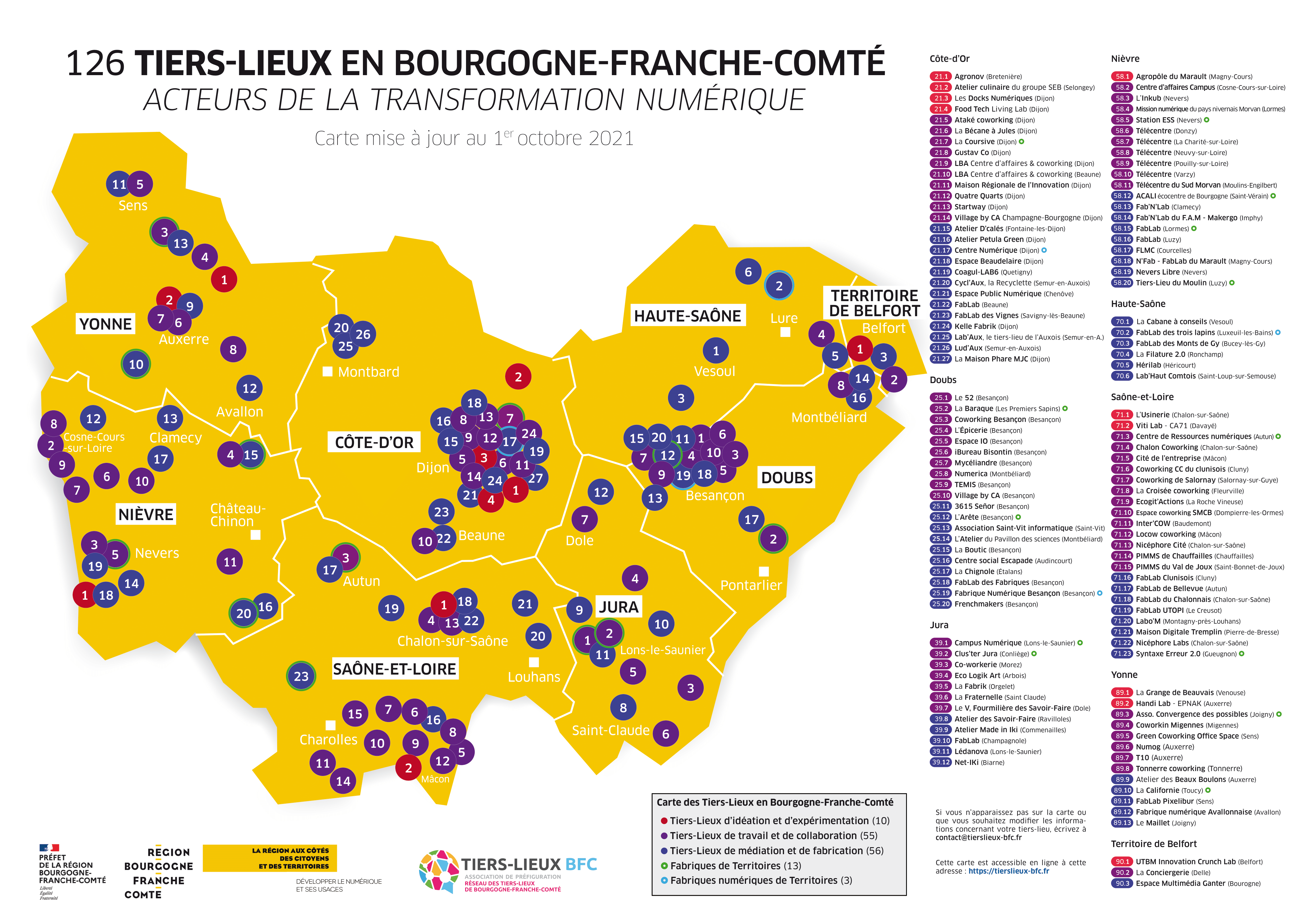 Poster - Carte des Tiers-Lieux BFC 09-2021-1